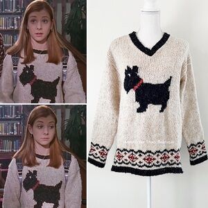 90s Vintage Novelty Knit Sweater Inspired by Willow in Buffy The Vampire Slayer